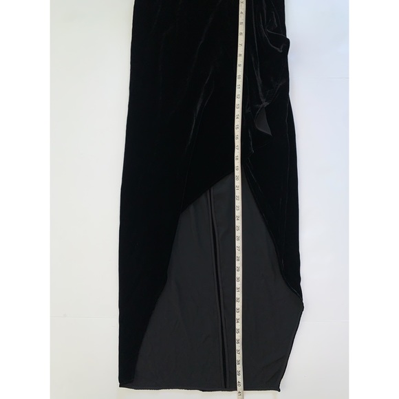 BCBGMaxAzria Ria New Black Velvet Asymmetrical Wrap Sleeveless Maxi Dress S - Picture 11 of 13
